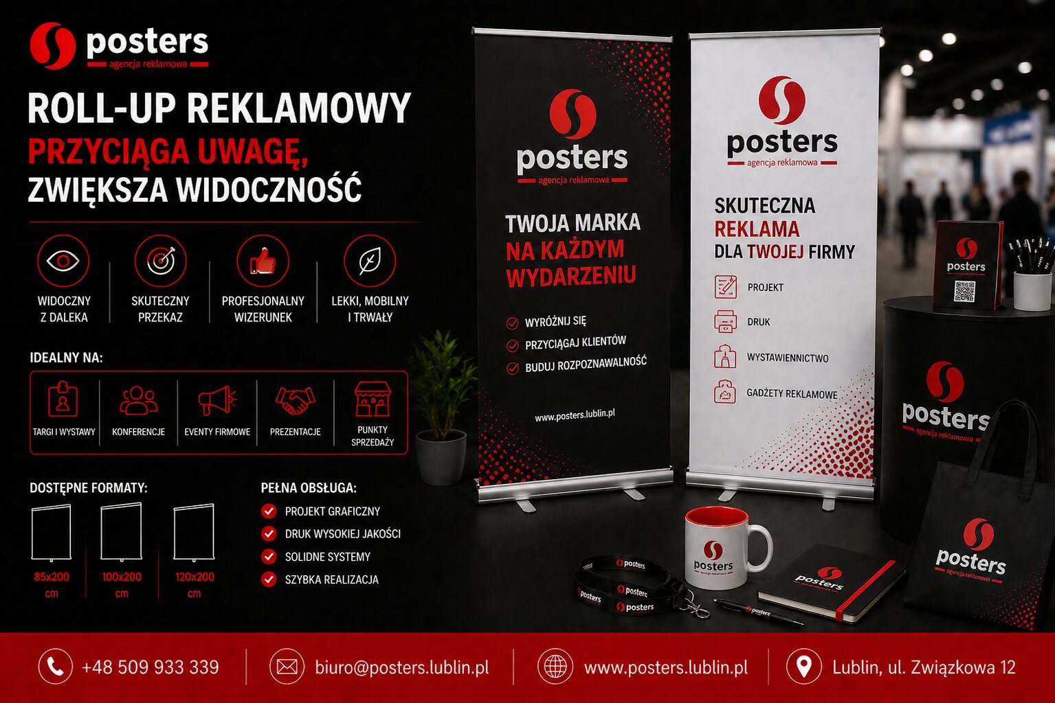 Roll-up reklamowy na targi i eventy – jak przygotować projekt, który przyciąga uwagę
